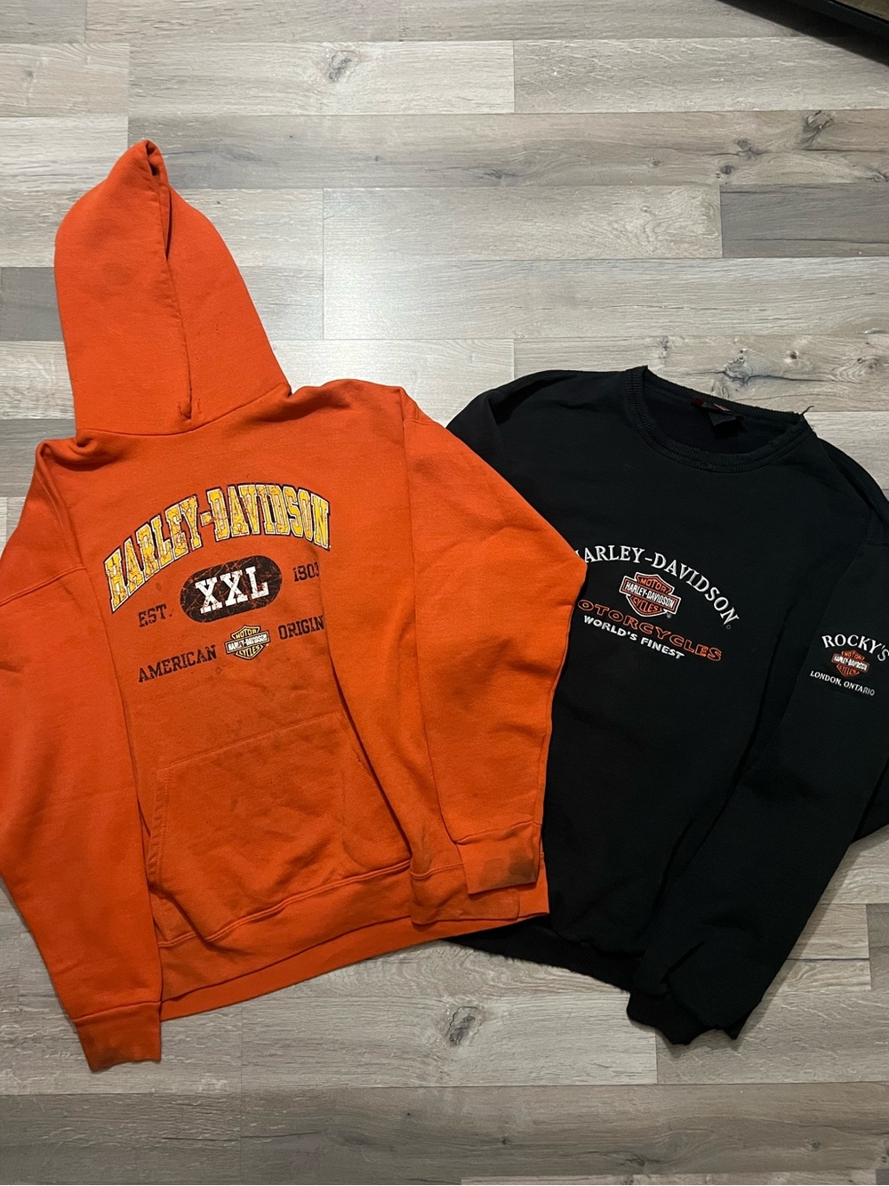 Harley Davidson Crewneck Sweatshirt & Hoodie Lot Thrashed Mechanic Workwear L